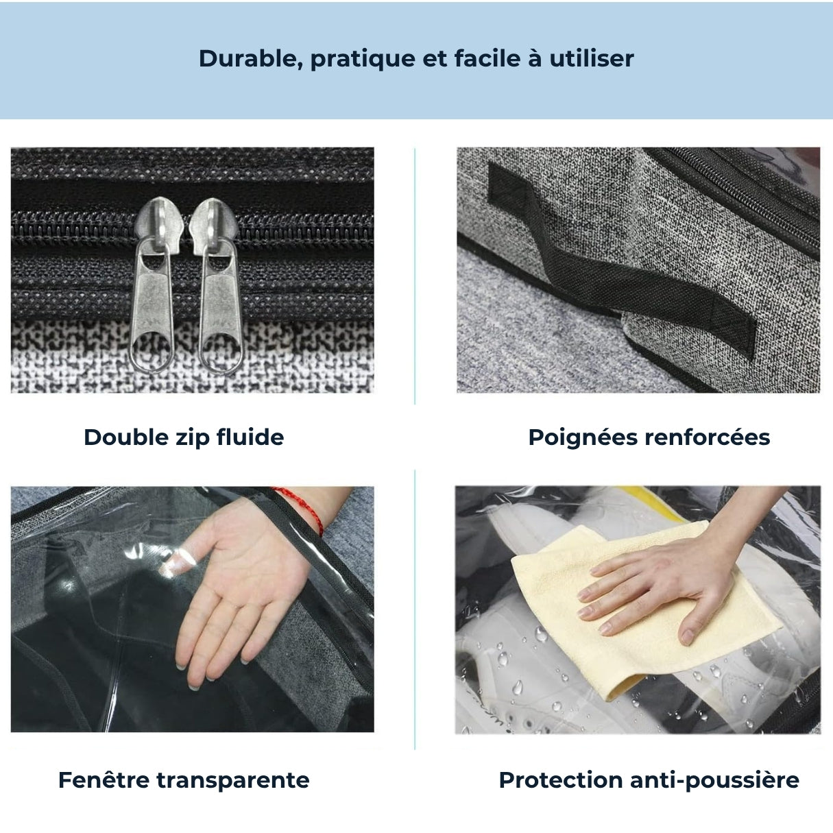 Gain de place sous lit – Rangement chaussures 12 paires avec housse