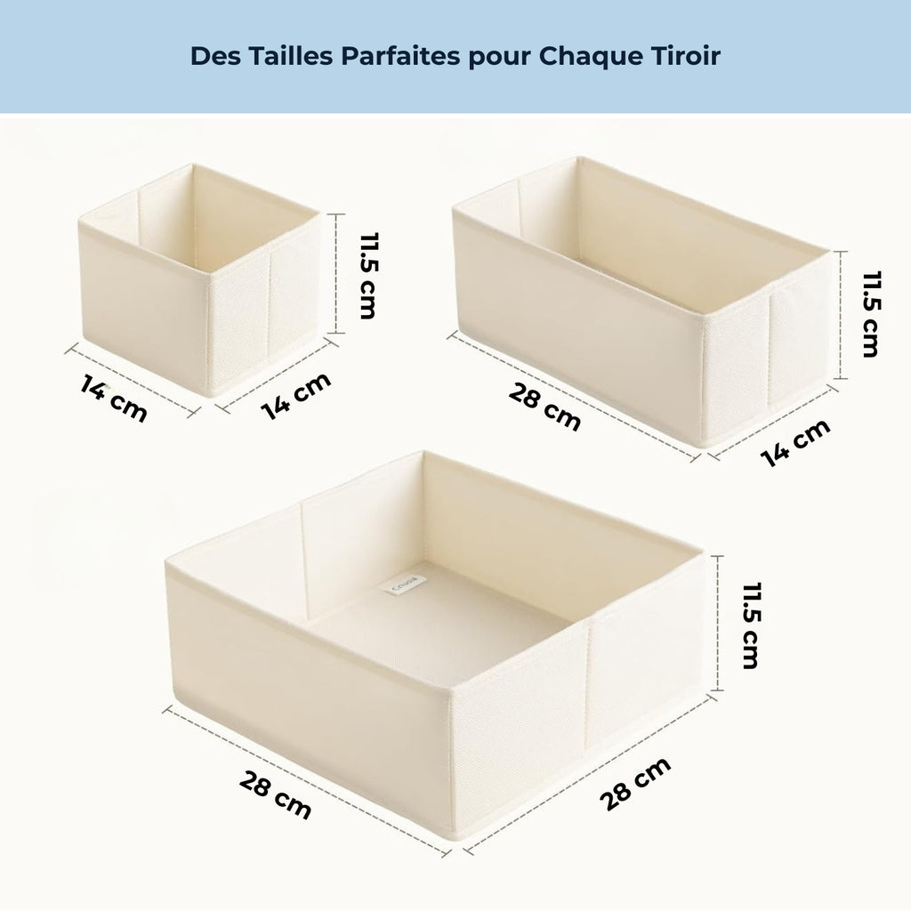 Rangement tiroir compartimenté – Lot de 6 organisateurs