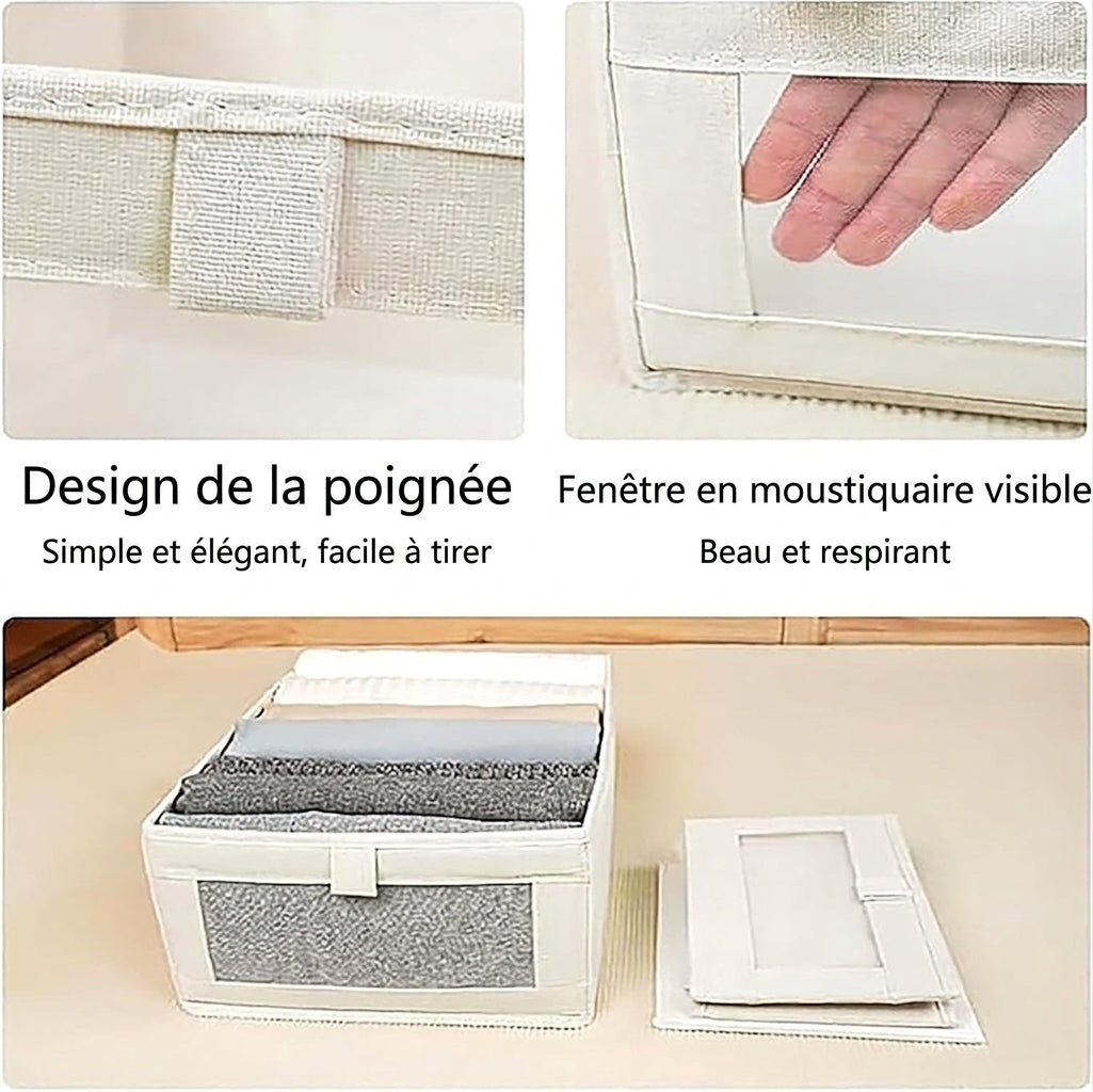 Rangement armoire vêtements – Lot de 2 bacs  empilables & pliables