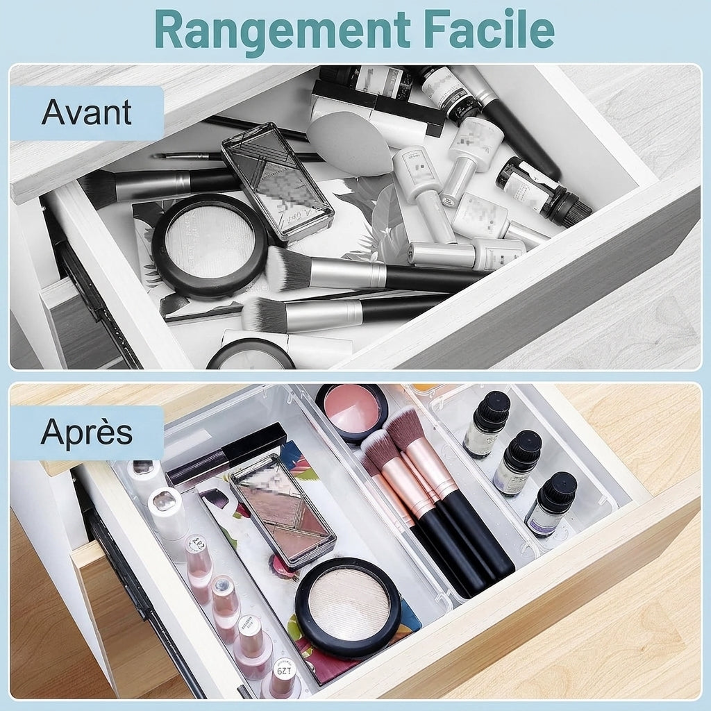 Rangement tiroir maquillage & bijoux – 16 pcs modulables