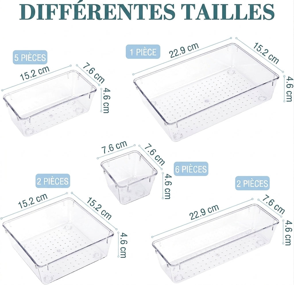 Rangement tiroir maquillage & bijoux – 16 pcs modulables