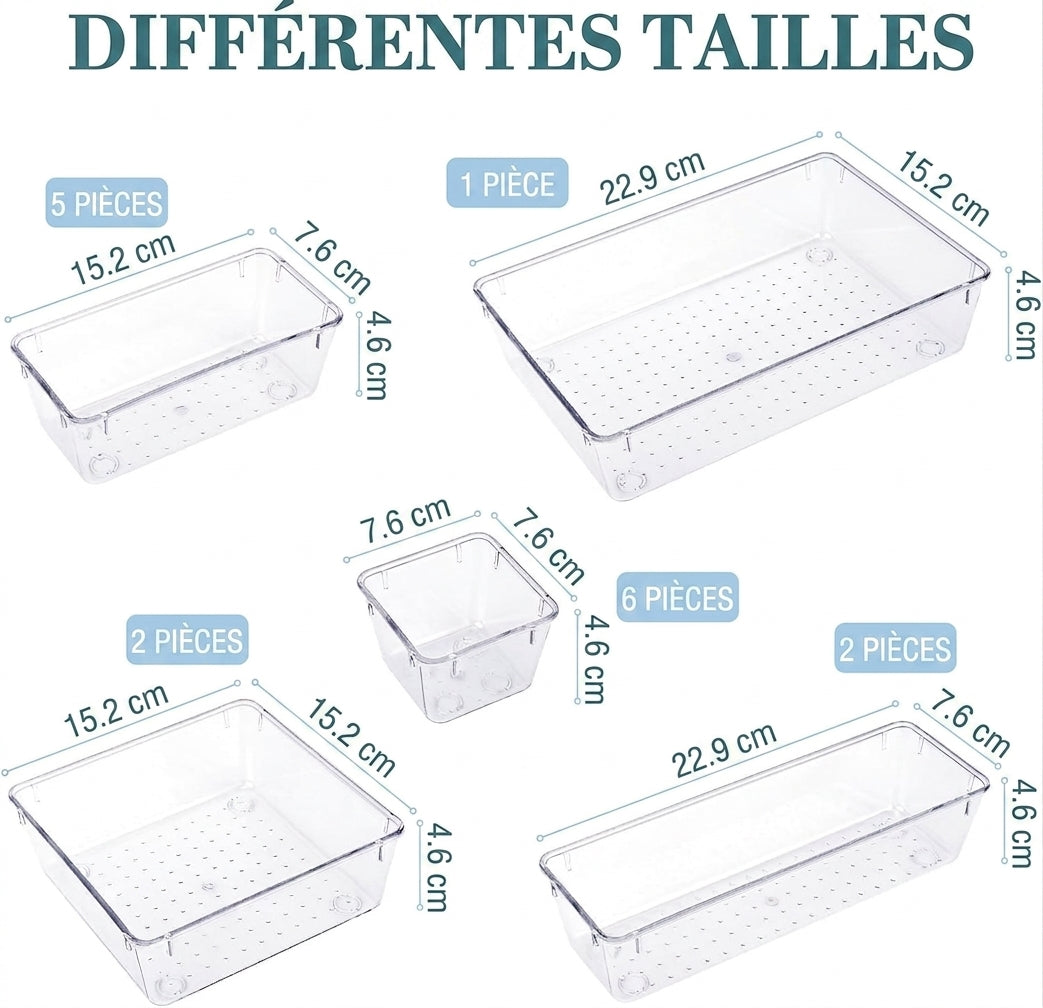 Rangement tiroir maquillage & bijoux – 16 pcs modulables