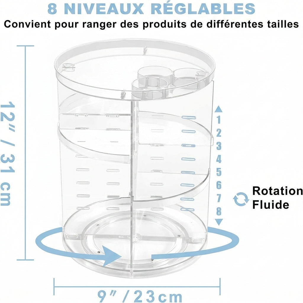 Organisateur maquillage rotatif – Tour rangement 8 niveaux