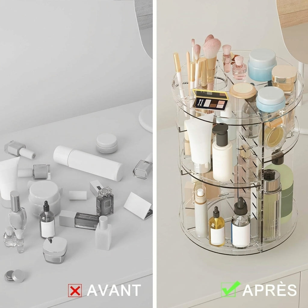Organisateur maquillage rotatif – Tour rangement 8 niveaux