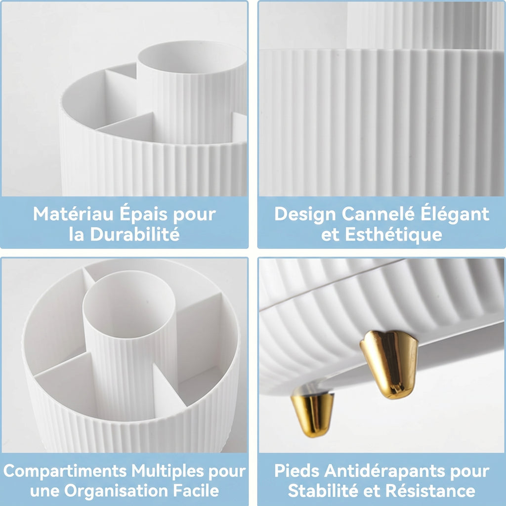 Organisateur maquillage rotatif 360° – Porte pinceaux vanity