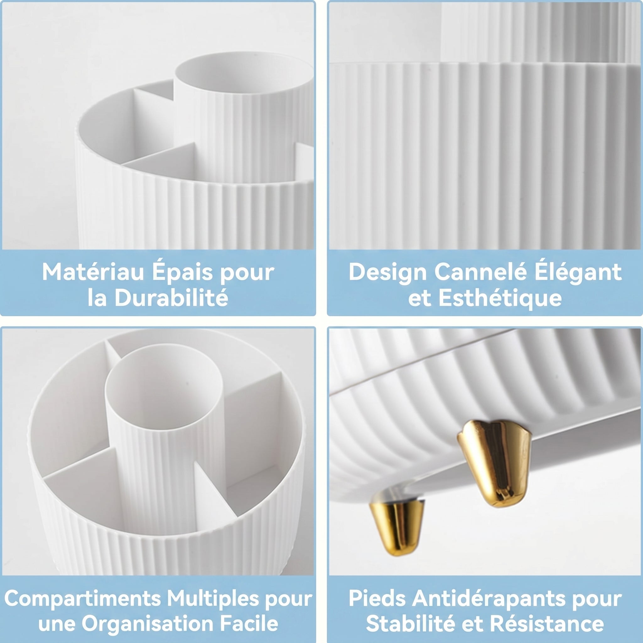 Organisateur maquillage rotatif 360° – Porte pinceaux vanity