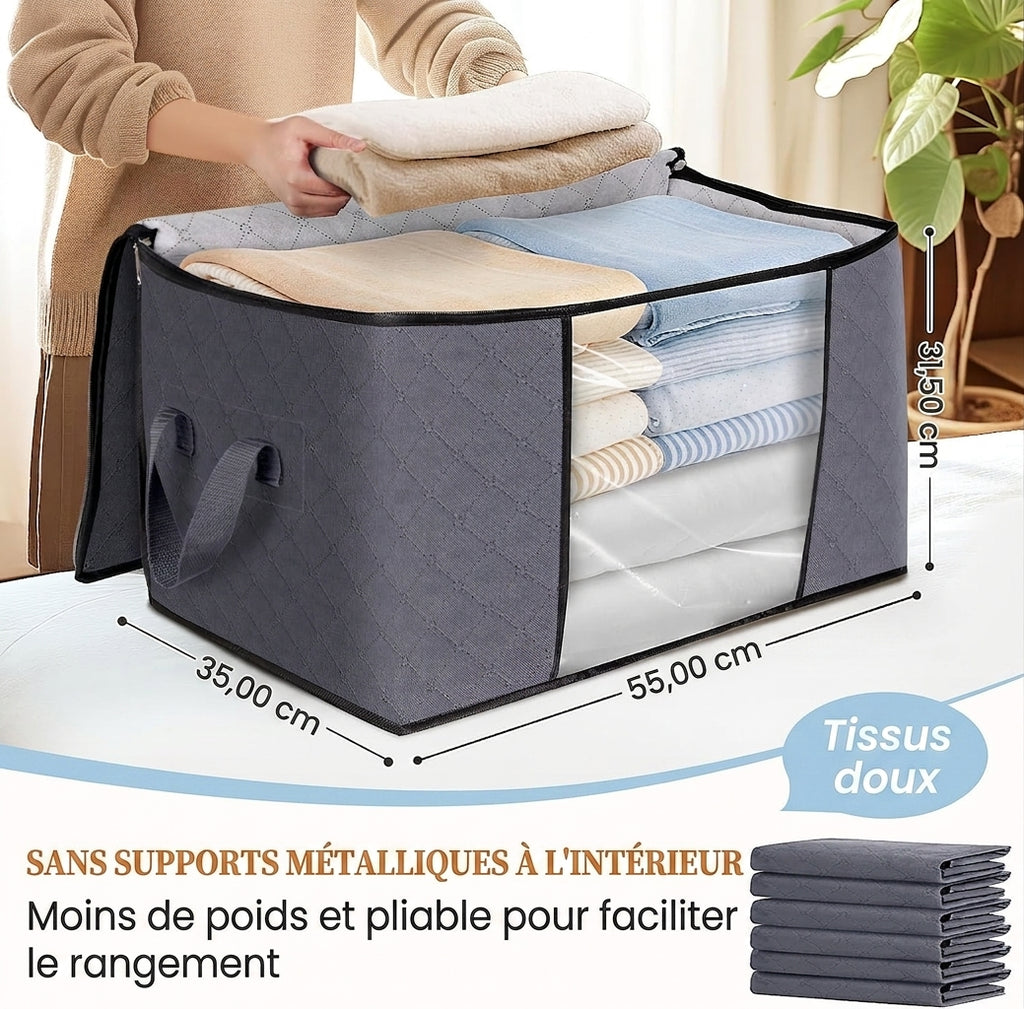 Rangement grande capacité – Lot de 3 sacs 60 L empilables & zippés