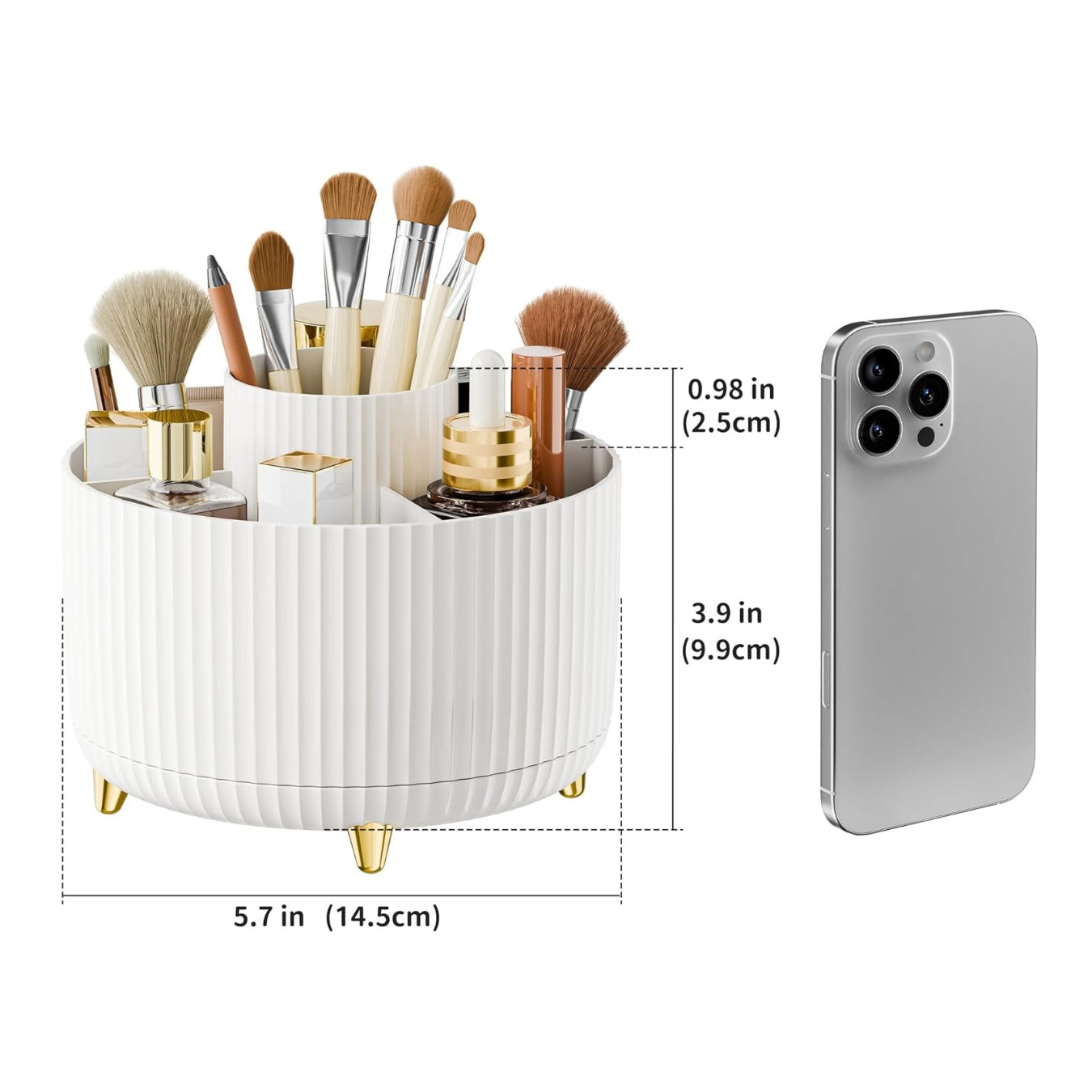 Organisateur maquillage rotatif 360° – Porte pinceaux vanity