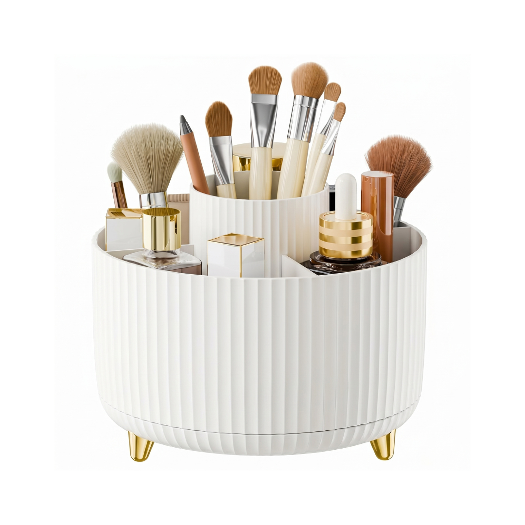Organisateur maquillage rotatif 360° – Porte pinceaux vanity